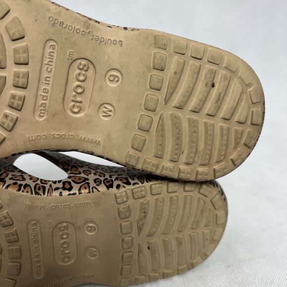 CROCS Meleen LEOPARD Slip On Women’s Size 9 W Comfort Slides Flats Sandals - Picture 10 of 10